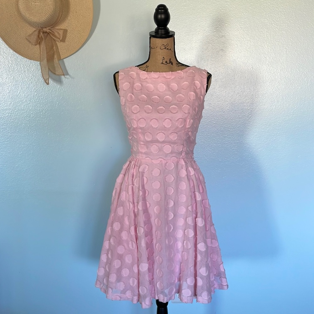True Vintage Pink Circle Patterned Dress